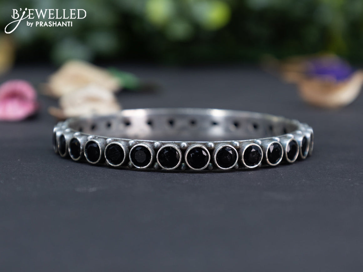 Oxidised bangle with black stones