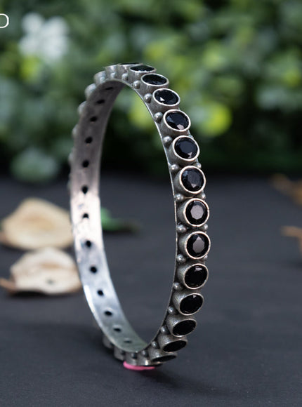 Oxidised bangle with black stones