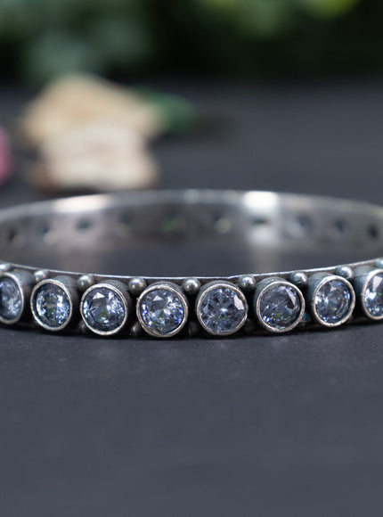 Oxidised bangle with cz stones