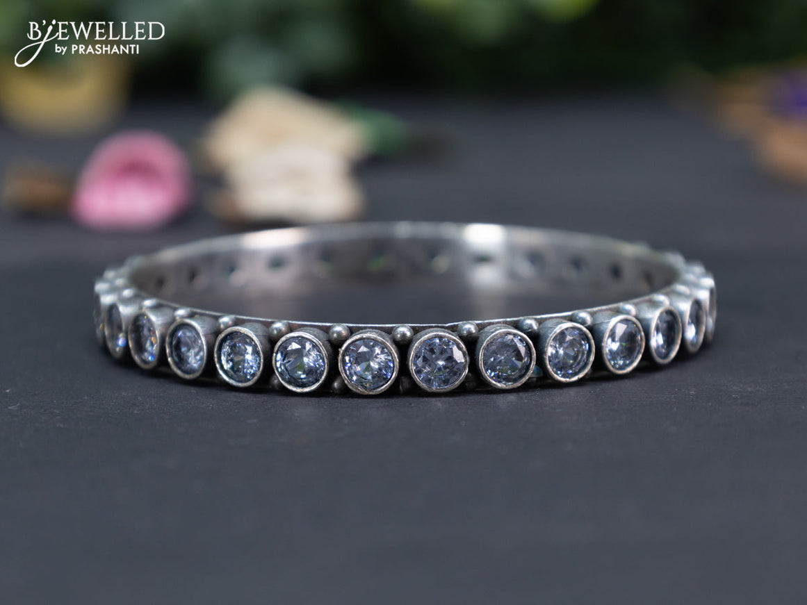 Oxidised bangle with cz stones