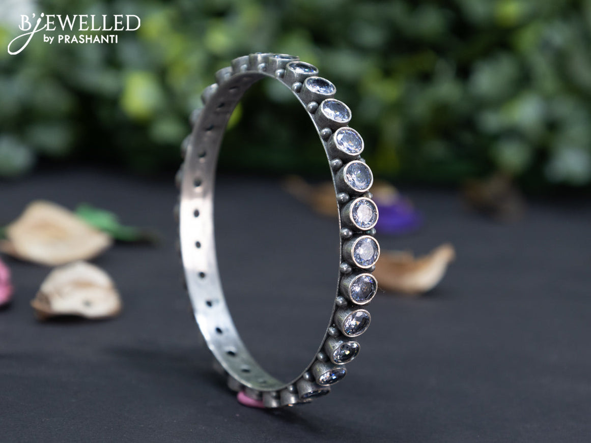 Oxidised bangle with cz stones