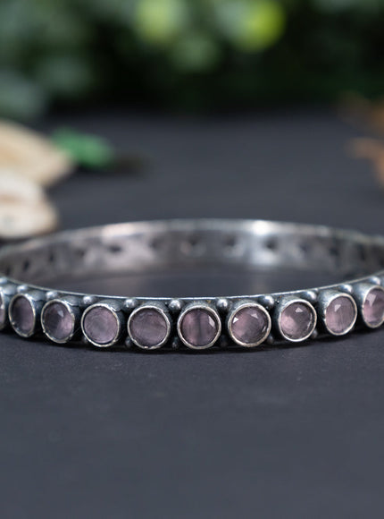 Oxidised bangle with baby pink stones