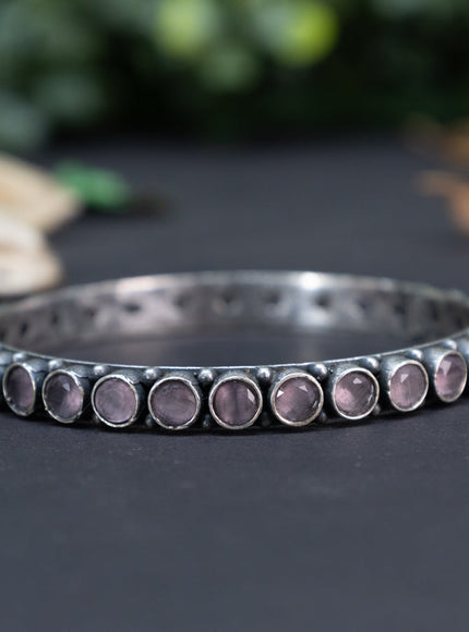 Oxidised bangle with baby pink stones