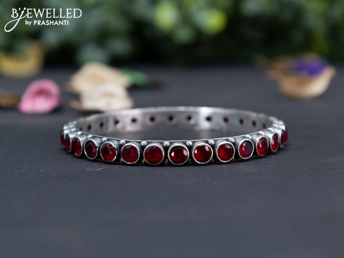 Oxidised bangle with maroon stones