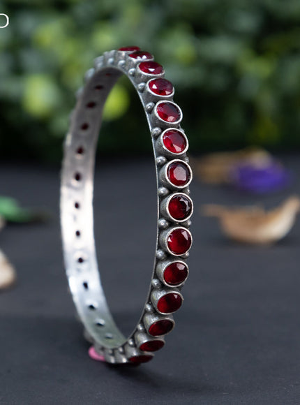 Oxidised bangle with maroon stones