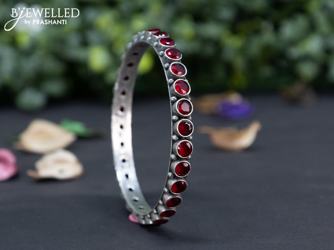 Oxidised bangle with maroon stones