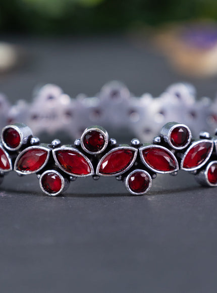 Oxidised bangle with maroon stones