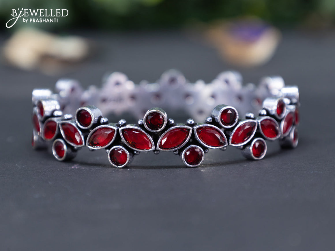 Oxidised bangle with maroon stones