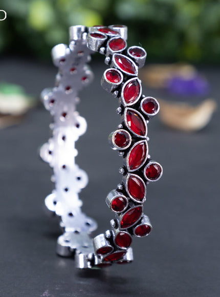 Oxidised bangle with maroon stones