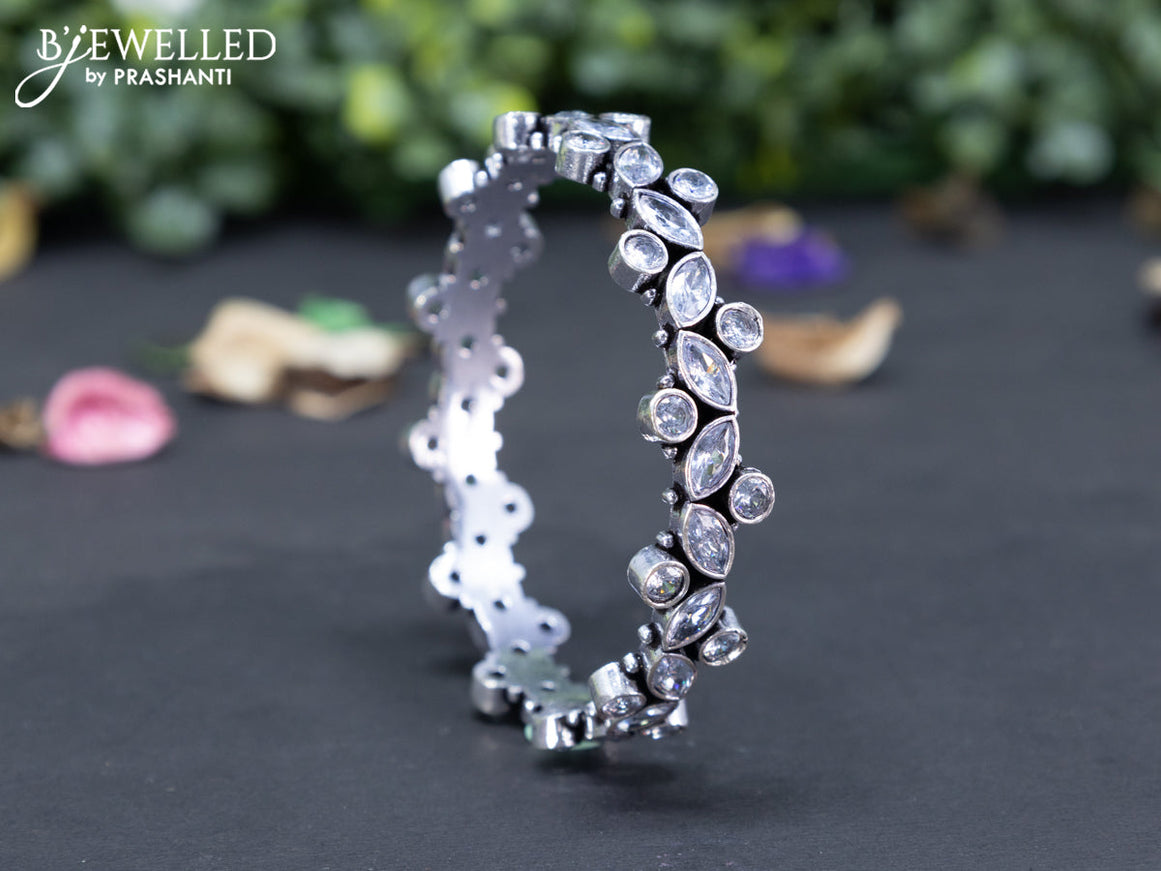 Oxidised bangle with cz stones