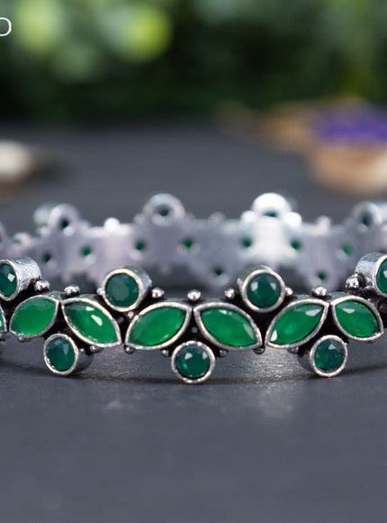 Oxidised bangle with emerald stones