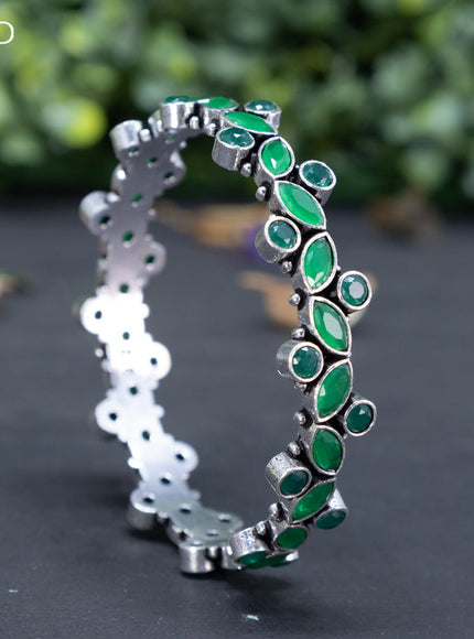 Oxidised bangle with emerald stones