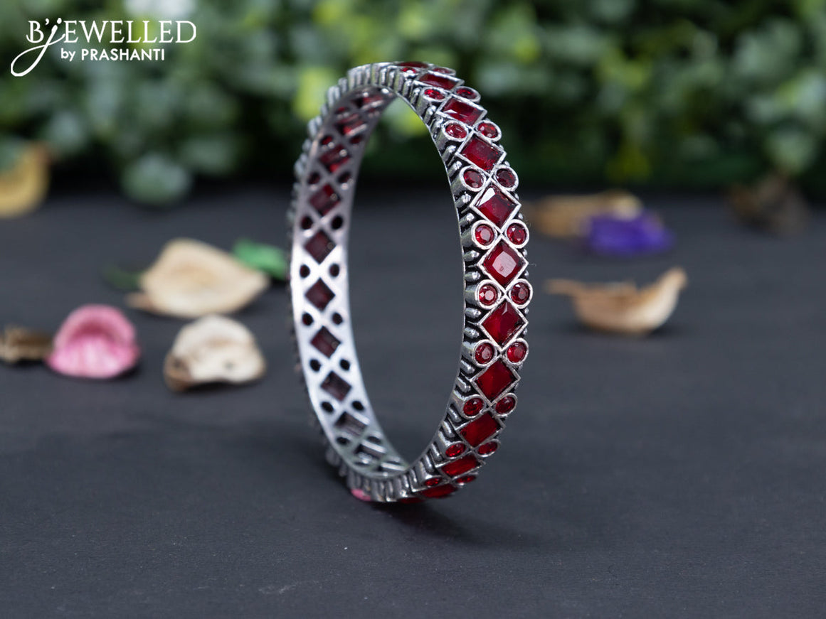 Oxidised bangle with maroon stones