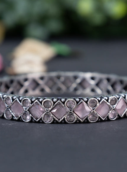 Oxidised bangle with baby pink stones