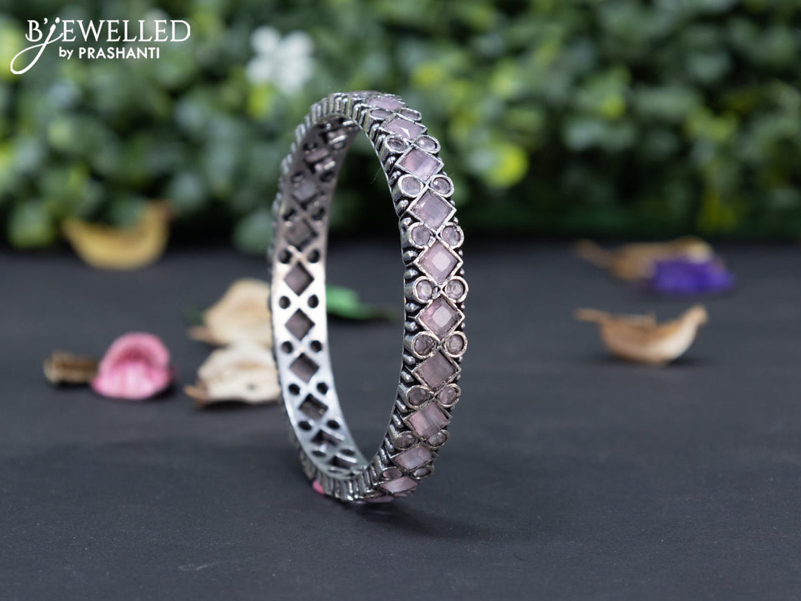 Oxidised bangle with baby pink stones