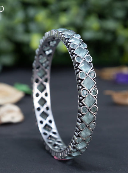 Oxidised bangle with mint green stones