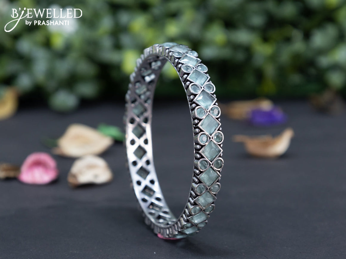 Oxidised bangle with mint green stones