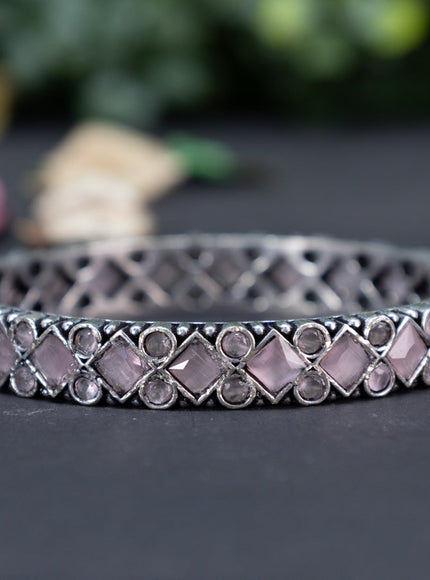 Oxidised bangle with baby pink stones