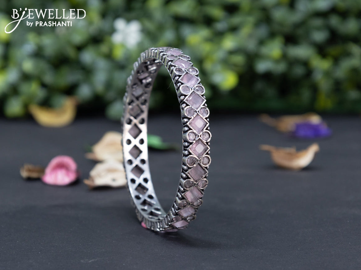 Oxidised bangle with baby pink stones