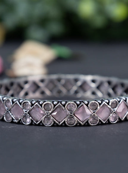 Oxidised bangle with baby pink stones