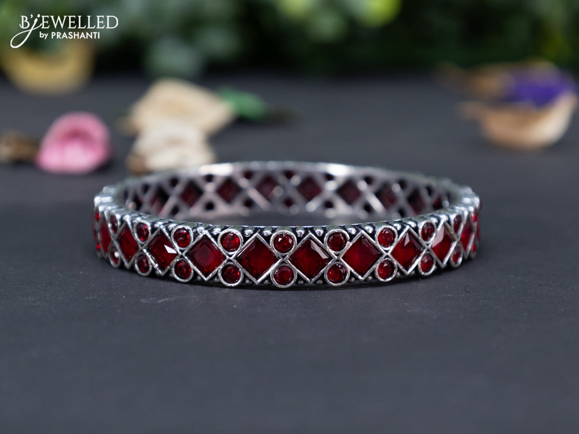 Oxidised bangle with maroon stones