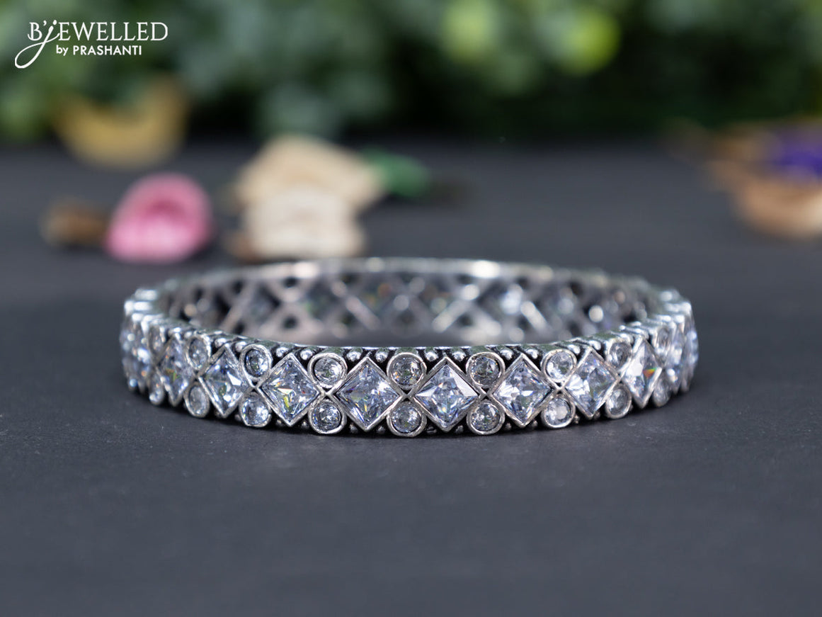 Oxidised bangle with cz stones