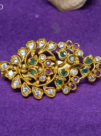 Antique saree pin with kemp and cz stones