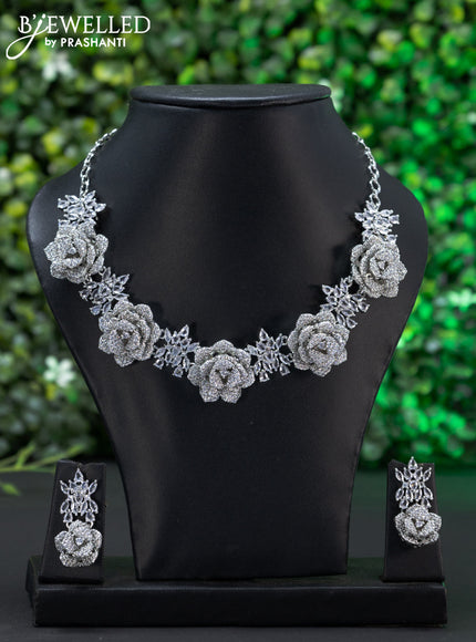 Zircon choker floral design with cz stones