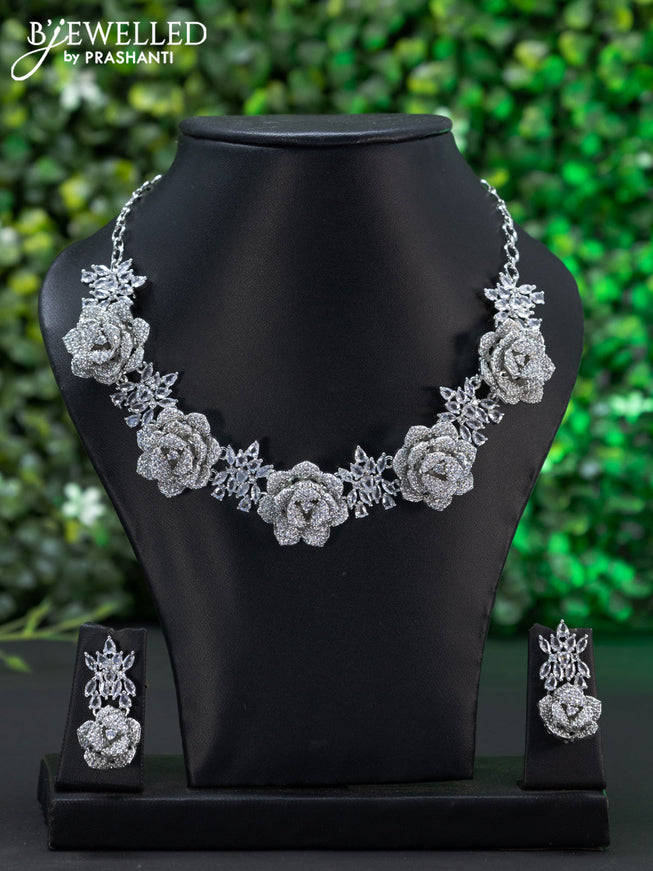 Zircon choker floral design with cz stones