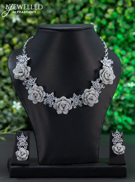 Zircon choker floral design with cz stones