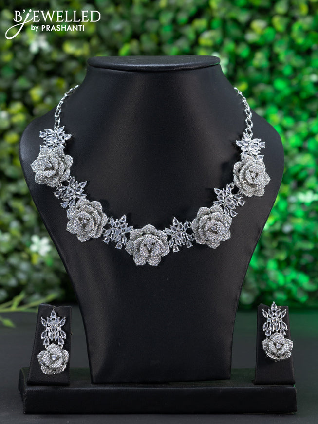 Zircon choker floral design with cz stones