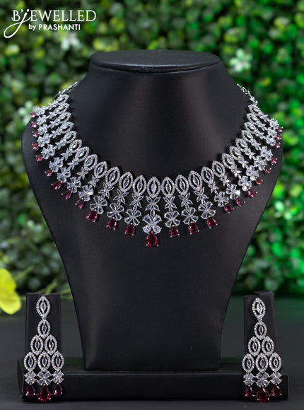 Zircon choker with ruby and cz stones in gold finish