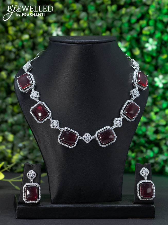 Zircon choker with ruby and cz stones