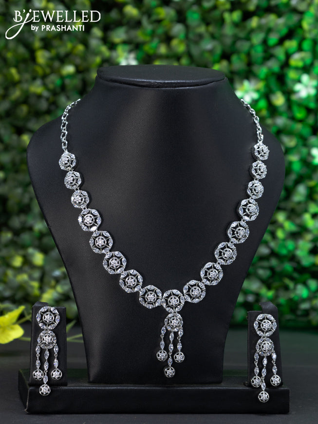 Zircon choker with cz stones and hanging