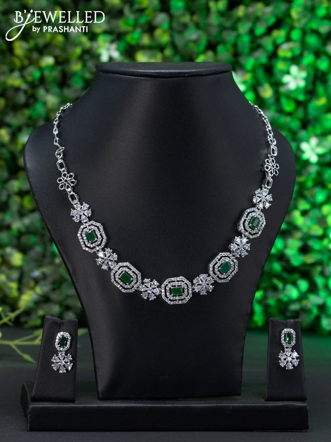 Zircon choker with emerald and cz stones