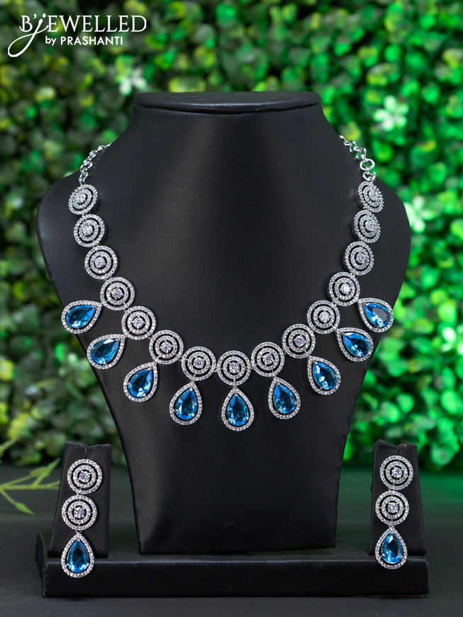 Zircon choker with blue and cz stones