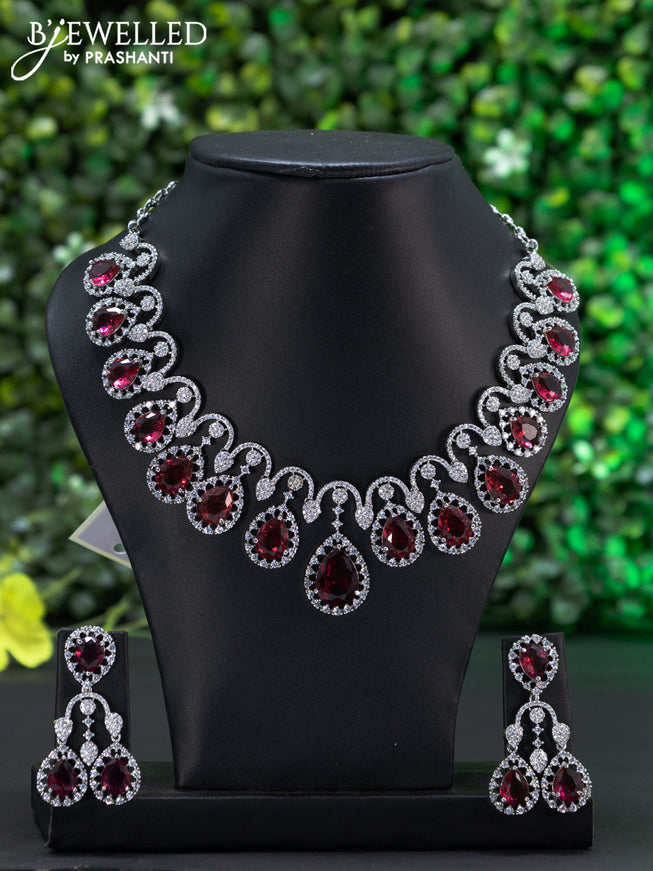 Zircon choker with ruby and cz stones