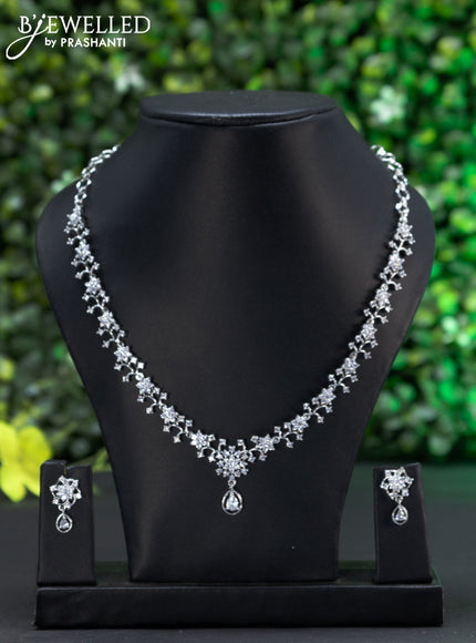 Zircon choker with cz stones and hanging