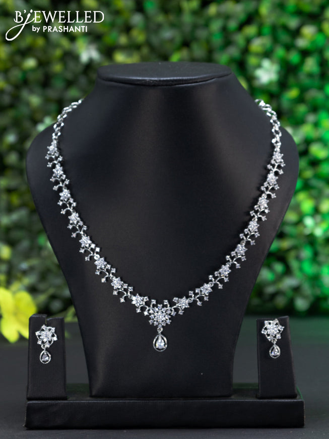 Zircon choker with cz stones and hanging