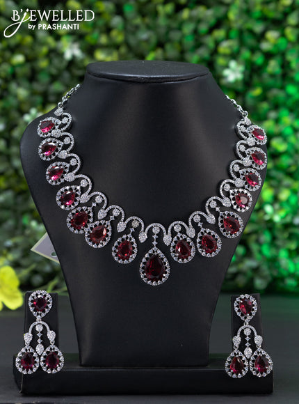 Zircon choker with ruby and cz stones