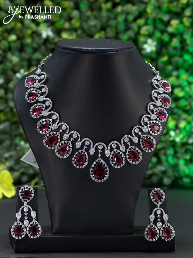 Zircon choker with ruby and cz stones