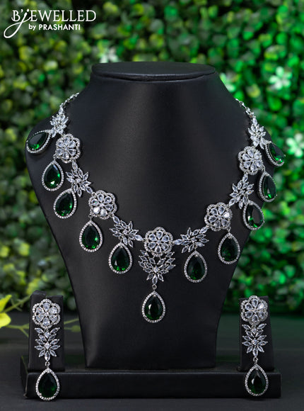 Zircon choker with emerald and cz stones