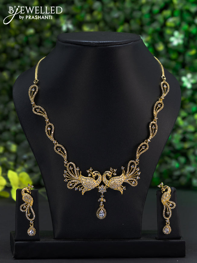 Zircon choker peacock design with cz stones