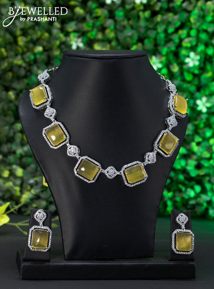 Zircon choker with yellow and cz stones