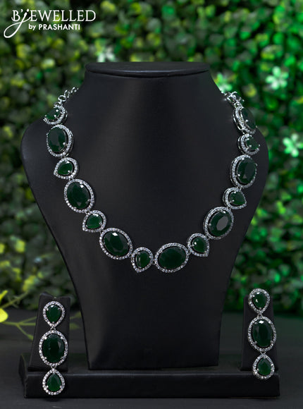 Zircon choker with emerald and cz stones