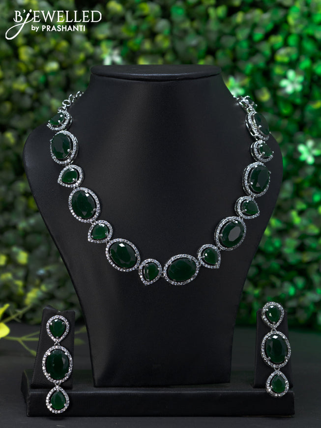 Zircon choker with emerald and cz stones