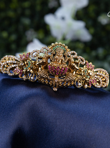 Antique hair clip medium size lakshmi design with kemp and cz stones