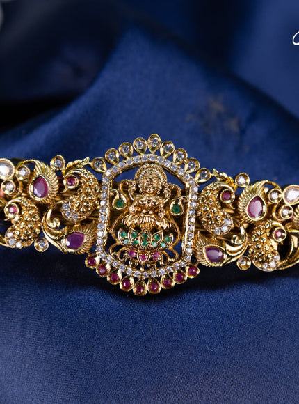 Antique hair clip medium size lakshmi design with kemp and cz stones