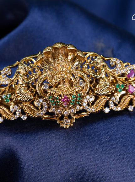 Antique hair clip big size lakshmi design with kemp and cz stones