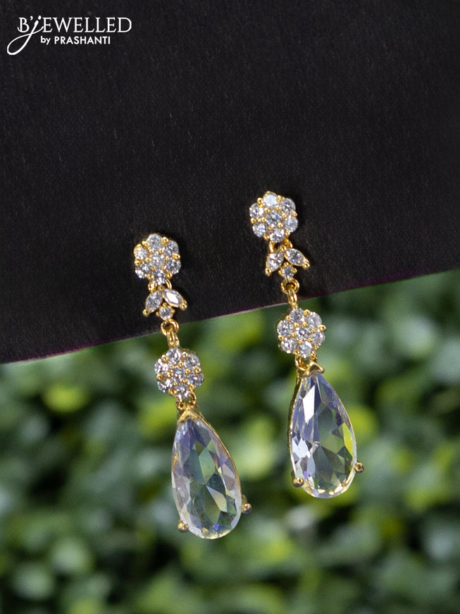 Zircon earrings with cz stones in gold finish